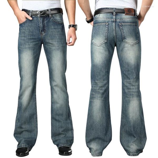 Jeans pour hommes Hommes 2022 Big Flared Hommes Boot Cut Denim Pantalon Taille Haute Confortable Designer Classique Lâche Casual Pantalon Bleu Taille 28 -