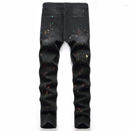 Jeans pour hommes Hommes 2023 Automne Moyen Stretch Noir Slim-Fit Ripped Fashion Trend All-Match Skinny