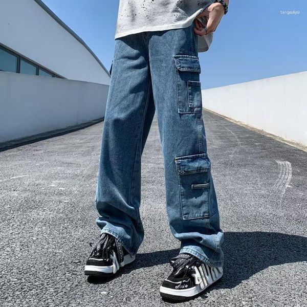 Jeans para hombres Hombres 2023 Y2K Moda Baggy Kpop Pantalones de carga Hombres Ropa Vintage Azul Coreano Casual Flojo Mujer Pantalones de mezclilla Ropa