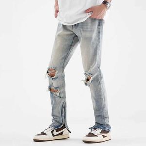 Jeans voor heren Heren en dames Broeken in dezelfde stijl Vier seizoenen Trend Gescheurd Blauw stiksel Denim Recht Luxe jeans Street chic Ins T221102