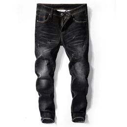 Jeans pour hommes Jeans skinny noirs pour hommes Printemps Automne Solid Slim Denim Jeans Pantalon de cowboy Hommes Coton élastique Long Jeans Taille 36 230301