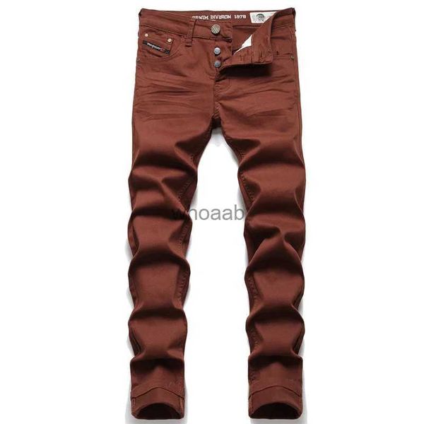 Jeans para Hombres Pantalones Vaqueros De Moda De Color Sólido Marrón para Hombres 2023 Pantalones Lápiz Elásticos Delgados Pantalones Clásicos Informales De Negocios Pantalones De Marca Versátiles YQ231016