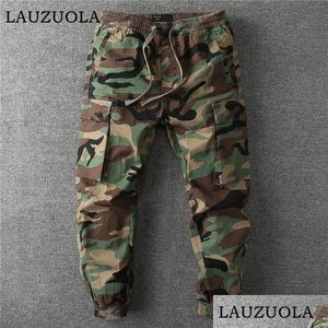 Jeans masculinos Pantalones de carga de camuflaje para hombres de la industria militar suelta Casual Pits para para hombres de alta calidad Toggers Dstring pantalones caídas Dhhr3