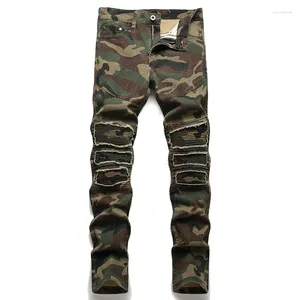 Jeans pour hommes Hommes Camouflage Soldat Streetwear Ripped Denim Pantalon Tendance Pantalon de marque pour hommes Casual Solid Biker Simple Design Man