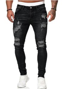 Jeans voor heren Casual broek voor heren Gescheurd Lente en herfst Sportjeans Zak Recht Street Run Zacht denim Neutraal Langzaam 240124