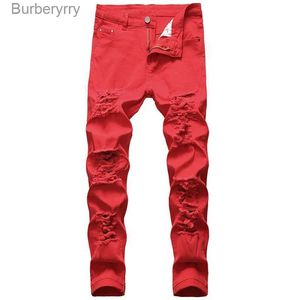 Jeans pour hommes Jeans en denim pour hommes trou pantalon en ruine marque de créateur de mode grande taille pantalon droit déchiré en détresse blanc rouge L231011