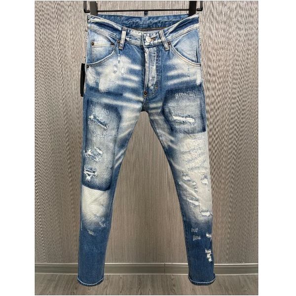 Jeans pour hommes mode décontracté trou peint par pulvérisation jean à la mode haute rue Denim tissu pantalon 9878 #230810