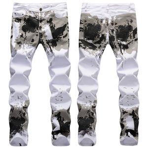 Jeans pour hommes Imprimés de haute qualité pour hommes Jeans blancs Pantalons en denim stretch coupe slim Camouflage Jeans Casual Street Fashion Jeans Pants; 230524