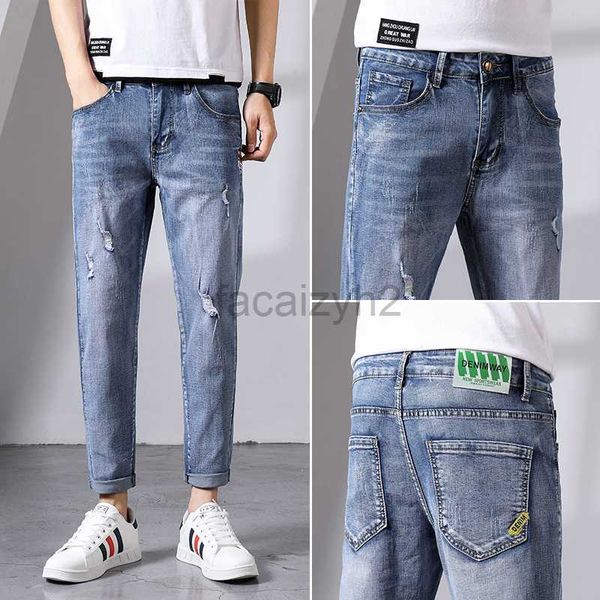 Jeans masculin Jeans masculin 2022 printemps / été coréen édition élastique slim fit leggings jof polyvalent jeans étudiant en 9 points et pantalon de taille