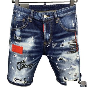 Jeans voor heren Herenjeans Dsquare Kort voor heren Jean Uomo Knie Heren Casual Designer Luxe gescheurd Dames Paars Droplevering Kleding Kleding Dhgow N7VV