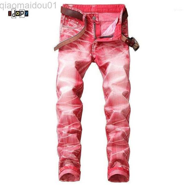 Jeans para hombres Jeans para hombres Idopy Swag Marca de diseñador para hombre Hip Hop Skinny Stretch Plus Size Washed High Street Slim Fit Pantalones para hombres1 L230725