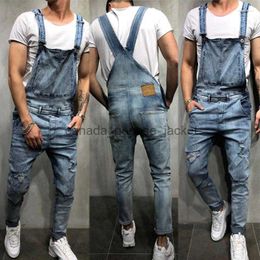 Jeans pour hommes Jeans pour hommes Double ceinture d'épaule pour hommes vêtements de travail ensemble travailleur Causel déchiré Skinny Slim Fit combinaison DenimL230911