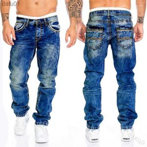 Jeans pour hommes Jeans pour hommes Retro Y2k Classic Blue Premium Loose Wide Leg Business Casual Brand Cargo Pants Men Fashion Vaqueros L230520