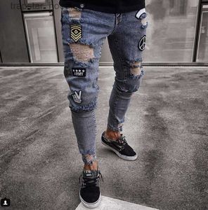 Men's Jeans Jeans pour hommes hommes élégant déchiré pantalon Biker maigre mince droite effiloché Denim pantalon nouvelle mode skinny jeans hommes vêtements Y2303 L230918