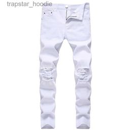 Men's Jeans Jeans pour hommes nouvelle marque de mode de haute qualité Stretch genou déchiré noir mince hommes Hip Hop Swag pantalon élastique garçon mâle pantalon Y2303 L230918