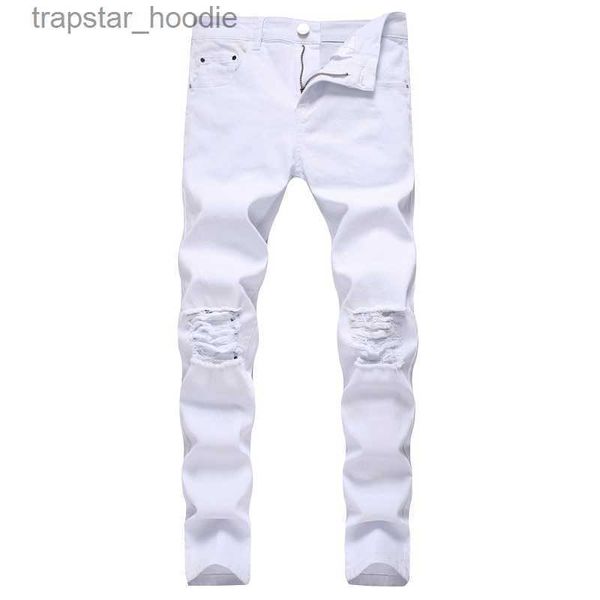 Jeans para hombres Jeans para hombres Nueva marca de moda Alta calidad Estiramiento Rodilla rasgada Negro Slim Hombres Hip Hop Swag Pantalones elásticos Boy Pantalones masculinos Y2303 L230918