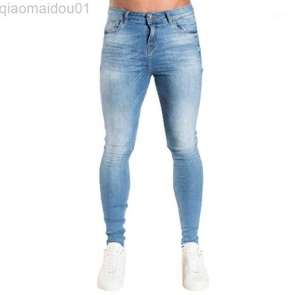 Jeans para hombres Jeans para hombres Color puro Slim Fit Super flaco para hombres Ropa de calle Hio Hop Tobillo Corte ajustado de cerca al cuerpo Tamaño grande Estiramiento L230725