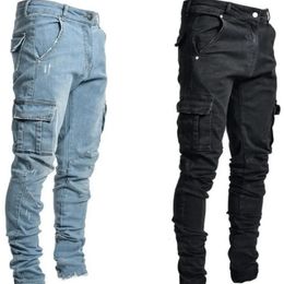 Herenjeans Herenjeans Effen Kleur Vrijetijdsbroeken Versleten Grote maten Lichtecht Kleding Slim Fit Strak Micro-elastisch Cargo Vet 231027