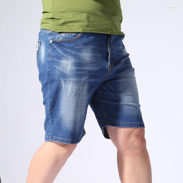 Pantalones vaqueros para hombre, pantalones cortos de mezclilla para hombre, pantalones de verano, Bermudas de algodón para hombre, medio pantalón elástico informal hasta la rodilla para hombre