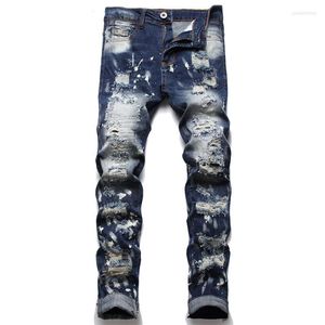 Heren jeans heren mannen Jean Homme streetwear gescheurd vriendje denim broek trend merk broek voor casual solide fietser vernietigd