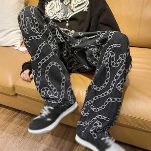 Heren jeans herenbroek vaste casual brede poot broek rechte losse denim broek oversized jeans broek denim hiphop street jeans j230420