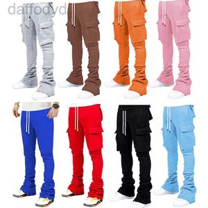 Jeans pour hommes Hommes Plus Taille Pantalon Cargo Design Custom Flare Sweat Street Wear Pile Up Stacked 240305