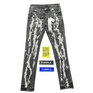 Jeans pour hommes Purple Brand Low Rise Skinny Jean P001 Black Spill Bleach Paint 2311292TF5
