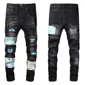 Heren jeans herenkwaliteit amr patch pant bedgar jean patchwork heren high street mes cut zware duty wrak rip erosieve motorfiets