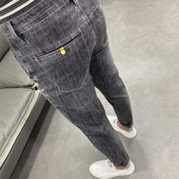 Jeans pour hommes Hommes d'été de luxe Style coréen Stretch Gris Pantalon Slim pour hommes Classique Streetwear Casual Designer Cowboy Boyfriend