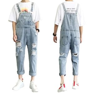 Jeans voor heren Bretels voor heren Jumpsuit Zomer Mode Losse denim overalls Man Recht gat Negen puntbroek Mannelijke kleding Grote maten S-3Xl 231011