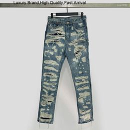 Hommes Jeans Hommes Femmes Marque De Mode Original Trous Cassés Conception De Luxe Hommes Haut De Gamme Long Célèbre Unisexe De Haute Qualité