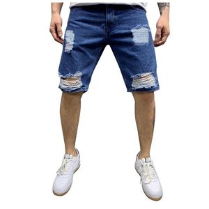 Hommes Jeans Hommes Shorts Trou Cassé Cowboy Extensible Déchiré Lâche Casual 2023 Couleur Pure Mince Bleu Denim Court Haute Qualité Vente