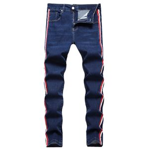 Jeans masculins à la côte de jeans hommes jeans en jean marine pantalon stretch bleu marine plus pantalon droit mince de grande taille T221102