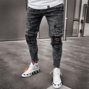 Heren Jeans Mannen Skinny Denim Casual Slim Sneeuwvlok Rits Dagelijkse Broek Buitenste Stijl