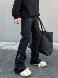 Jeans masculin Men Slim Corée Fashion Zipper Pants décontractés Black Trendyol Cargo pantalon Punk Streetwear Man Harajuku Denim Y2k Hip Hop 230712