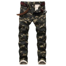 Jeans pour hommes Hommes Slim Stretch Army Green Pantalon décontracté imprimé Camo Print Personnalité de la mode 44350K