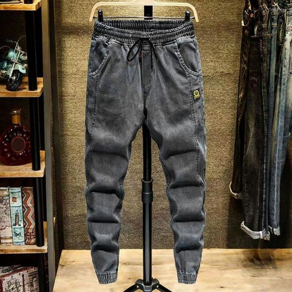 Jeans para hombres Hombres Color Sólido Cordón Elástico Cintura Harem Pantalones Sueltos Primavera Otoño Estilo Coreano Tobillo Atado Cargo Streetwear