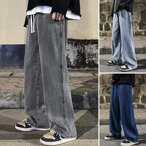Jeans pour hommes hommes couleurs solides pantalon droit élastique