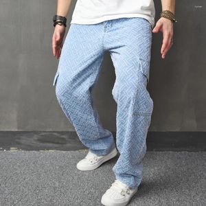 Jeans voor heren Heren streetwear losse meerdere zakken timmerman broek mannelijke stijlvolle motorfiets casual rechte denim broek