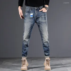 Jeans pour hommes hommes étirement bleu mince streetwear rétéard mode Desinger vêtements de haute qualité pantalon denim pantalon