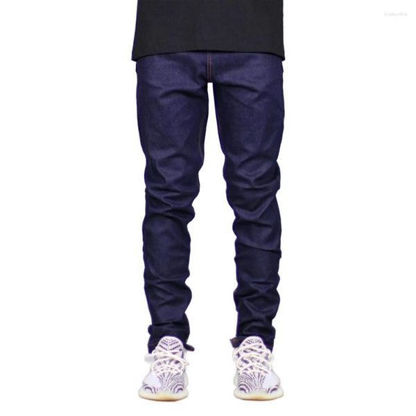 Jeans para hombres Hombres Stretch Denim Azul oscuro Cremallera flaca Causal Y5038