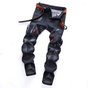 Jeans para hombres Hombres Stretch Ripped Hole Cool Brand Fashion Denim Plus Size 28-42 Hip-hop Striped Slim