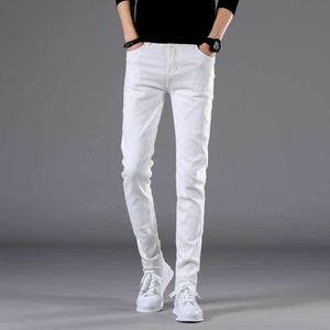 Heren jeans mannen strekken een skinny jeans mode casual slanke spiegel eerbroeken witte broek mannelijk merk kleding maat 2736 220929