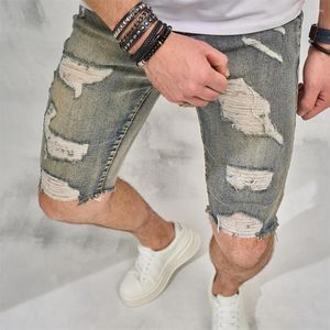 Jeans masculin hommes Men Summer Retro Ripped Slim Denim Shorts élégants Style Style Holes Coton Casual Straitement