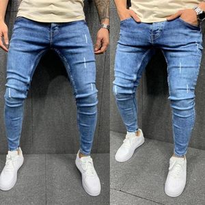 Heren jeans mannen strakke broek Ruched denim broek casual harem joggingbroek jogging gym streetwear zweet