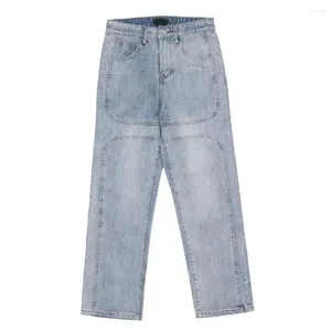 Jeans pour hommes Pantalons pour hommes Pantalons à jambes larges Pantalons patchwork avec tissu doux et respirant Taille moyenne Ajustement de plusieurs poches Élégant pour le confort