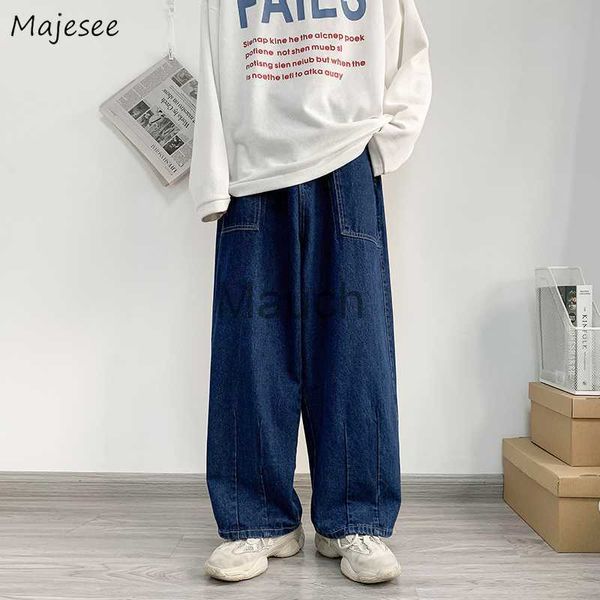 Jeans pour hommes Jeans à jambes larges Baggy Rétro Bleu Japonais Simple Loisirs Élégant Doux Allmatch Poète Grande Taille S3XL Solide Newfashion Hot J230626