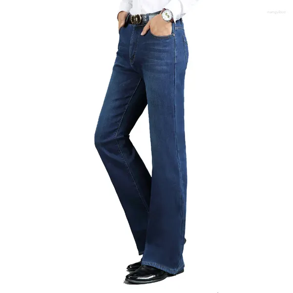 Jeans pour hommes hommes hiver épais corné chaud épaissi plus velours pantalon évasé micro corne stretch bleu taille 28-38