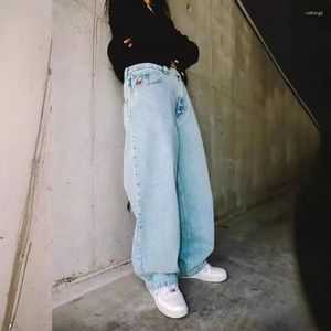Jeans pour hommes hommes femmes Blue Goth Streetwear Summer Hip Hop Harajuku Broderie Pantalon Baggy Pantalon de cargaison de haute qualité vintage de haute qualité
