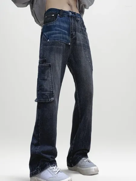 Jeans para hombres hombres y2k rap suelto decoración de piernas de pierna pantalones de bolsillo fresco high street unisex versáxico dance de baile